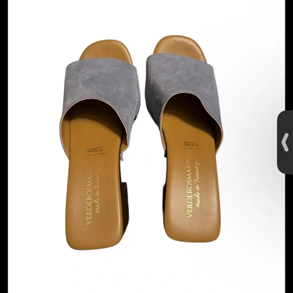 Verderosmarino Blue Gray Suede Mules size 7.5 - Picture 1 of 5